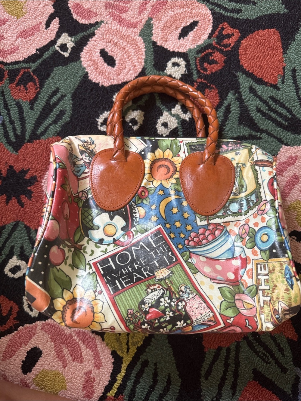 Vintage Mary Engelbreit Handbag Braided Double Leather Handles, nordic house